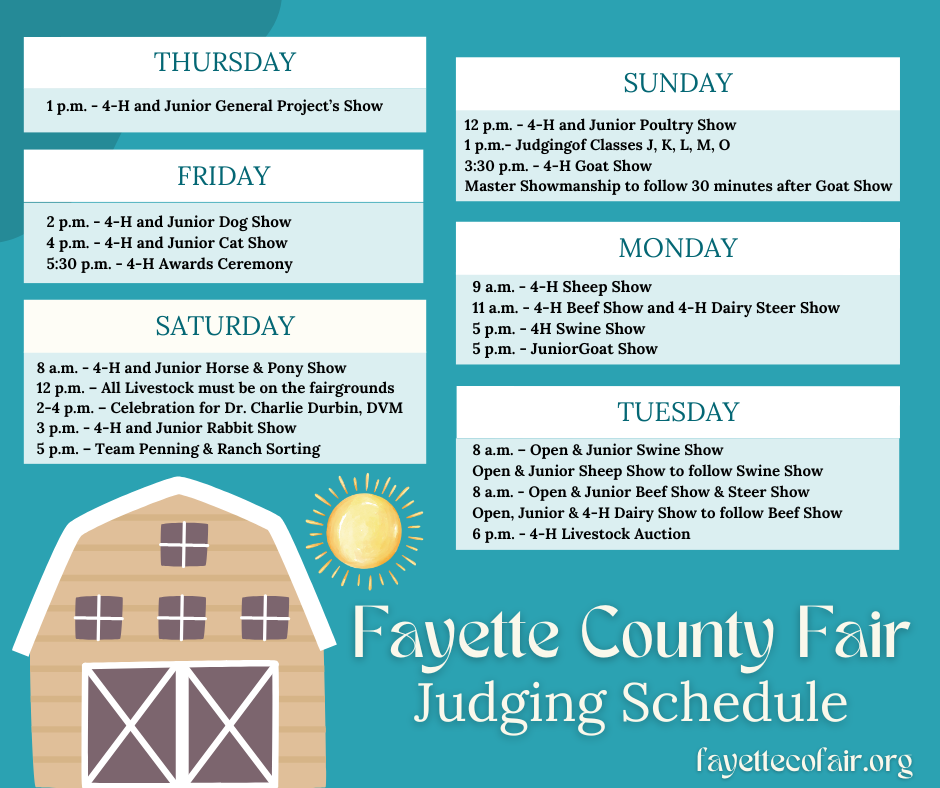 Schedule & Events Fayette County Fair